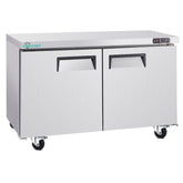 60" Commercial Double Door Worktop Refrigerator, 17 Cu.ft Stainless Steel Prep Table Fridge, R290 Heavy-Duty Undercounter Cooler