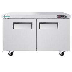 60" Commercial Double Door Worktop Refrigerator, 17 Cu.ft Stainless Steel Prep Table Fridge, R290 Heavy-Duty Undercounter Cooler