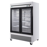 49" Cu Ft Two Glass Door Commercial Reach-In Display Refrigerator, Upright Merchandiser Cooler 33–40°F, Stainless Steel, R290, ETL DOE