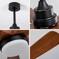 Hot sales Ceiling Fans with Lights and Remote, 52 Inch Outdoor Ceiling Fan for Patios with Light 5 Solide Wood Blades Modern Ceiling Fan Noiseless Reversible DC Motor, Wood Fan for Farmhouse