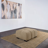 Plather Camel Upholstered Rectangular Ottoman