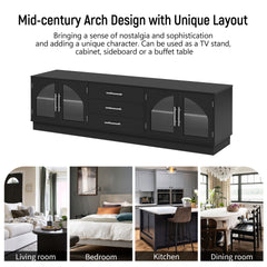 VIBE HAUS 68.9'' Modern Minimalist TV Stand for TVs up to 75 Inches, Entertainment Center Media Console Cabinet with Adjustable Shelves for Living room