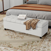 Upholstered Storage Ottoman Bench, Entryway Bench, End of Bed Bench, Ottoman Foot Rest for Bedroom, Light Grey, 300lbs
