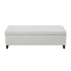 Upholstered Storage Ottoman Bench, Entryway Bench, End of Bed Bench, Ottoman Foot Rest for Bedroom, Light Grey, 300lbs