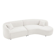Luxury Modern Style Living Room Upholstery Curved Sofa with Chaise 2-Piece Set, Right Hand Facing Sectional, Boucle Couch, White (Same Sku:W876S00086)