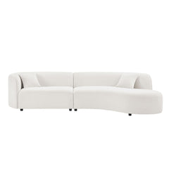 Luxury Modern Style Living Room Upholstery Curved Sofa with Chaise 2-Piece Set, Right Hand Facing Sectional, Boucle Couch, White (Same Sku:W876S00086)