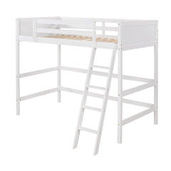 Solid Wood Twin Size Loft Bed with Ladder(White)(OLD SKU: WF292330AAK)