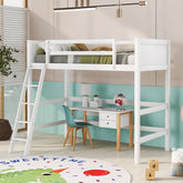 Solid Wood Twin Size Loft Bed with Ladder(White)(OLD SKU: WF292330AAK)