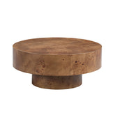 31.49'' Burl Wood Veneer Coffee table and Sturdy Pedestal for Living Room Office Apartment Walnut