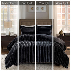 Full/Queen Faux Fur Comforter Mini Set