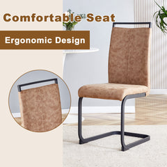 Table and chair set.Wood Texture MDF Coffee Table - Reinforced with Tempered Glass Legs.Paired with 4 brown technology fabric chairs with Featuring arched black legs.
