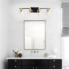 4-Light Bathroom Light Fixtures((Does Not Include Light Bulbs), Modern Vanity Lights with Glass Shade, Vintage Light Fixture Bathroom Over Mirror Wall Lights for Kitchen Dinning Room Bedroom Hallway