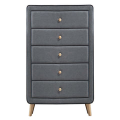 Light Grey Upholstered 5-drawer Chest
