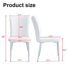 Modern minimalist dining chairs, office chairs. 2-piece set of white PU seats with silver metal legs. Suitable for restaurants, living rooms, and offices.W1151116745