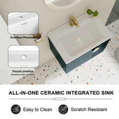 28 Inch Bathroom Vanity with Ceramic Sink, For Small Bathroom, Bathroom Vanity with Soft Close Door