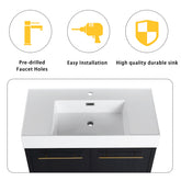 84 Inch Freestanding Bathroom Vanity with Resin Sink and a Storage Cabinets, With Soft Closing Door, 09236*2+0312 Combination Cabinet, KD-Package