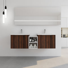 60 Inch Soft Close Doors Bathroom Vanity With Sink, A Small Storage Shelves, 24" and 12" Combination Cabinet,(KD-Packing)