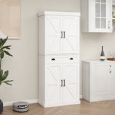 71" Kitchen Pantry Storage Cabinet with 4 Doors(2Doors with Racks),1 Drawer, 2 Adjustable Shelves, Freestanding Cupboard for Kitchen, Dining Room and Living Room-White