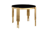 38.6" Round Glass Dining Table, Tempered Glass Tabletop and Polished Gold Legs, Modern Style Table for Home, Kitchen. Dining Room