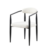Woker Dining Chairs Set of 2, Mid-Century Modern Dining Chairs, Kitchen Dining Room Chairs, Round Boucle Backrest Sherpa Dining Chair with Black Metal Legs