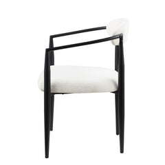 Woker Dining Chairs Set of 2, Mid-Century Modern Dining Chairs, Kitchen Dining Room Chairs, Round Boucle Backrest Sherpa Dining Chair with Black Metal Legs