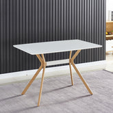 Modern Minimalist StyleDining Table MDF Anti-Scratch Top Metal Shelf Metal Heat Transfer Legs Leveling Feet For Dining Room Kitchen Office Table X 1(White)