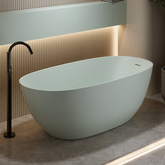 69'' Freestanding Bathtub Resin Stone Soaking Bathtub Solid Surface Modern Tubs with Overflow and Pop-up Drain