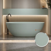 65'' Freestanding Bathtub Resin Stone Soaking Bathtub Solid Surface Modern Tubs with Overflow and Pop-up Drain