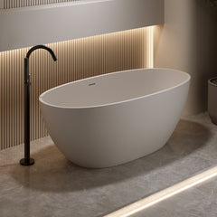 71'' Freestanding Bathtub Resin Stone Soaking Bathtub Solid Surface Modern Tubs with Overflow and Pop-up Drain