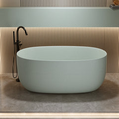 47'' Freestanding Bathtub Resin Stone Soaking Bathtub Solid Surface Modern Tubs with Overflow and Pop-up Drain