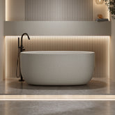 47'' Freestanding Bathtub Resin Stone Soaking Bathtub Solid Surface Modern Tubs with Overflow and Pop-up Drain