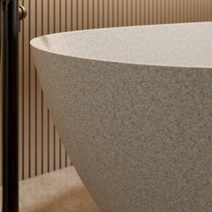 69'' Freestanding Bathtub Resin Stone Soaking Bathtub Solid Surface Modern Tubs with Overflow and Pop-up Drain