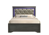 Modern Full Size LED Bed made with Wood in Gray