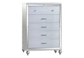 Sterling Mirror Framed 5-Drawer Chest Made With Wood in Silver Color same as 808857880727 (CA inventory)