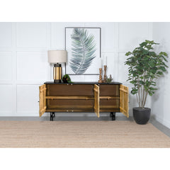 Madrid Natural and Black 3-door Accent Cabinet