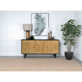 Madrid Natural and Black 3-door Accent Cabinet
