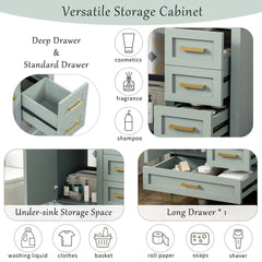 30" Bathroom Vanity , Modern Bathroom Cabinet with Sink Combo Set, Bathroom Storage Cabinet with a Soft Closing Door and 3 Drawers, Solid Wood Frame(Green)