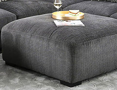 Contemporary Style Gray Finish Square Upholstery Ottoman Memory Foam Tapered Legs Modular Design