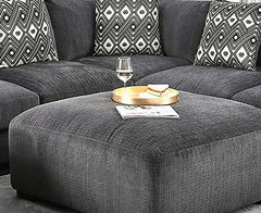 Contemporary Style Gray Finish Square Upholstery Ottoman Memory Foam Tapered Legs Modular Design