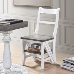 Solid Wood Foldable Ladder Chair, Dual-Purpose Step Ladder & Display Stand, Rustic Farmhouse Design, for Home, Library, Kitchen