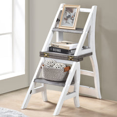 Solid Wood Foldable Ladder Chair, Dual-Purpose Step Ladder & Display Stand, Rustic Farmhouse Design, for Home, Library, Kitchen