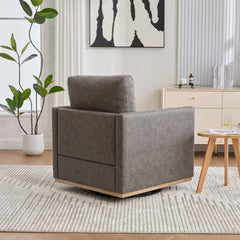 30.7"W Upholstered Square Swivel Accent Chair and Comfy Accent Single Sofa Chair, 360 Degree Club Chair, Lounge Armchair for Living Room Bedroom Apartment Nursery.Gray PU