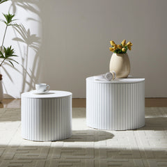 Nested table set 2 pieces, MDF coffee table set Living room/lounge area, White