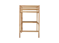 Twin High Loft Bed, Rubber Wood Loft Bed with Safety Guardrail, built-in desk, ladder,White Oak