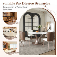53" Round Dining Table with Rotating Tray - Scratch & Heat Resistant Sintered Stone Top for Kitchen & Restaurant(6 chairs)