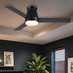 48" Black Lowe Profile Ceiling Fan with Light