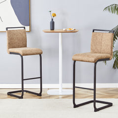42.5 Inch Tall Brown Tech Fabric Bar Stool - A Perfect Combination of Modern Design, Comfort, and Stability.A Set of 2.Suitable Not Only For Home Use But Also For Bars, Restaurants,And Other Settings.