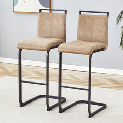 42.5 Inch Tall Brown Tech Fabric Bar Stool - A Perfect Combination of Modern Design, Comfort, and Stability.A Set of 2.Suitable Not Only For Home Use But Also For Bars, Restaurants,And Other Settings.