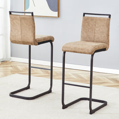42.5 Inch Tall Brown Tech Fabric Bar Stool - A Perfect Combination of Modern Design, Comfort, and Stability.A Set of 2.Suitable Not Only For Home Use But Also For Bars, Restaurants,And Other Settings.