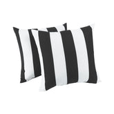 2 Pack Outdoor Throw Pillows, Waterproof & Fade-Resistant Patio Cushions for Garden, Porch, Poolside Furniture - Soft & Comfortable Decorative Pillow Covers (18x18 Inch, Black white strpie)